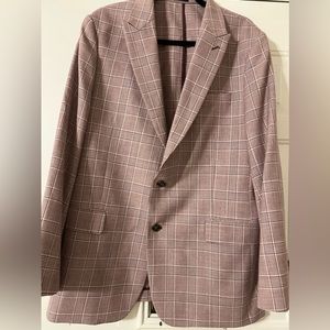 Stafford Men’s 44R Burgundy Plaid Blazer Sport Coat